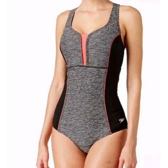 Speedo One Piece Swimsuit Athletic Size 6 Hydro Bra  Radiance Quantum Splice - Picture 1 of 6